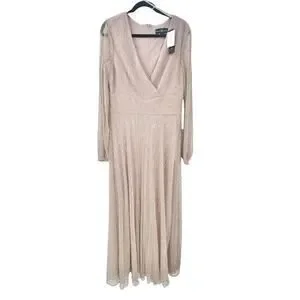 Betsy & Adam | Dresses | Betsy Adam Champagne Metallic Long Sleeve Gown  Size 6 Nwt | Poshmark
